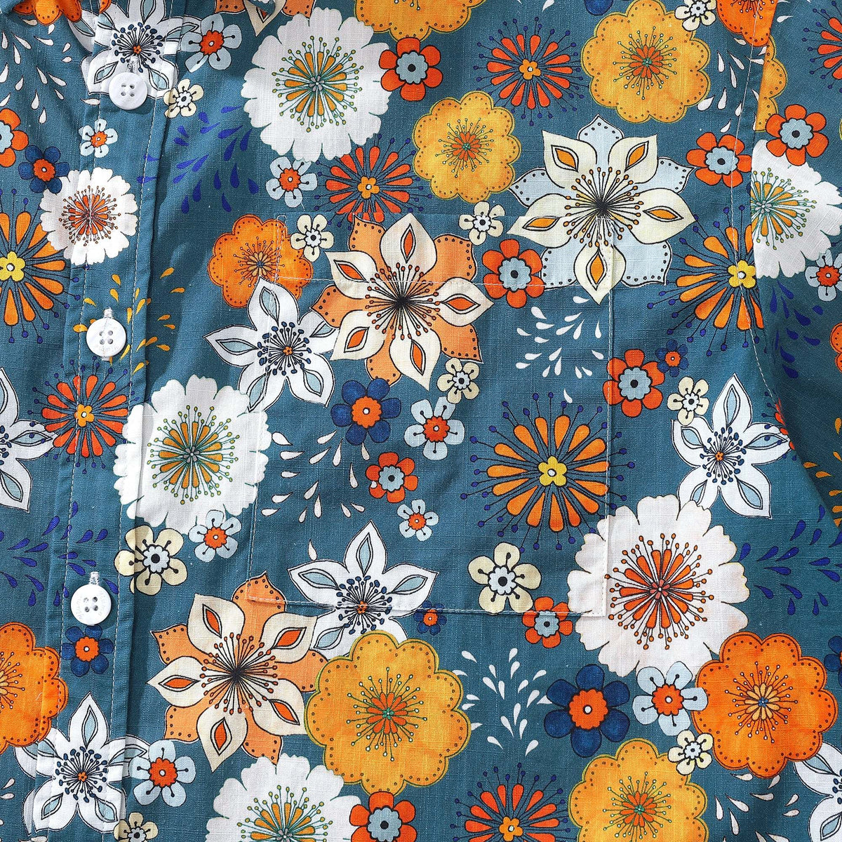 1960s Floral Hawaiian Shirt For Men Colorful Short Sleeve Button-down 100% Cotton Blue Shirt Aloha 60's Floral By Samantha O' Malley