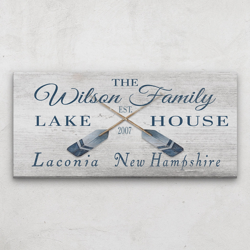 Longitude Latitude Personalized Coordinates Sign, With, Rustic Oars Paddles