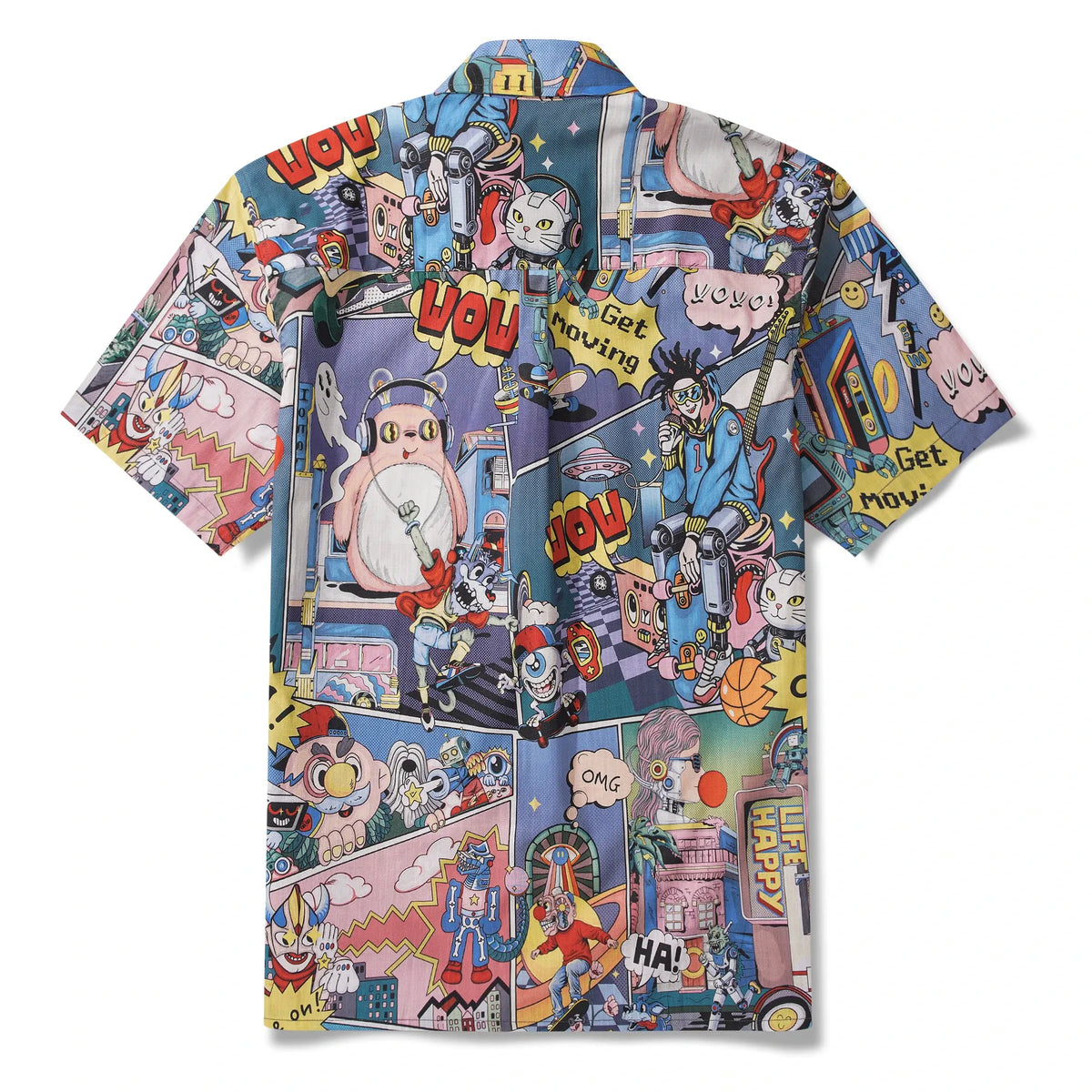 Alien Men's Hawaiian Shirt Short Sleeve Button-down 100% Cotton Blue Aloha Retro-futurism Jam By Huan huan