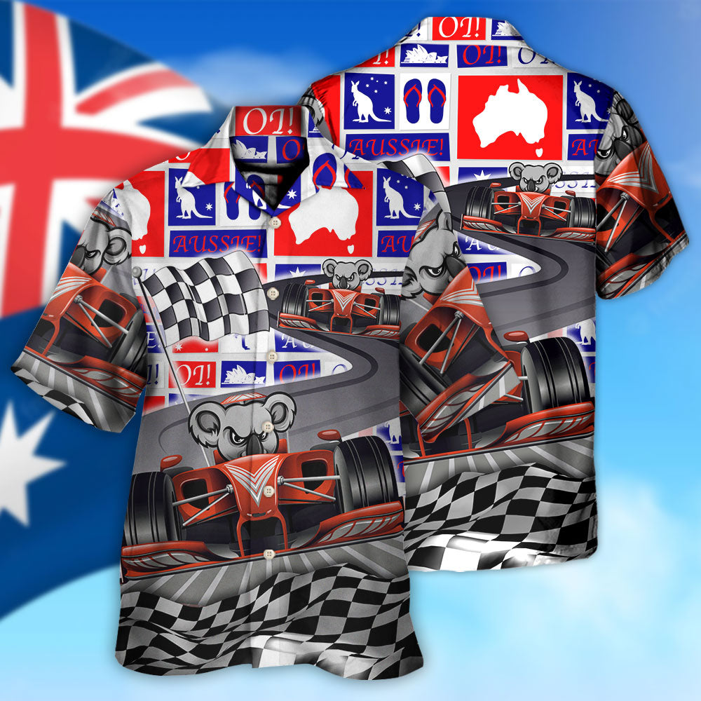 Koala Racing Formula One Car Racing Australian Vibe - Hawaiian Shirt