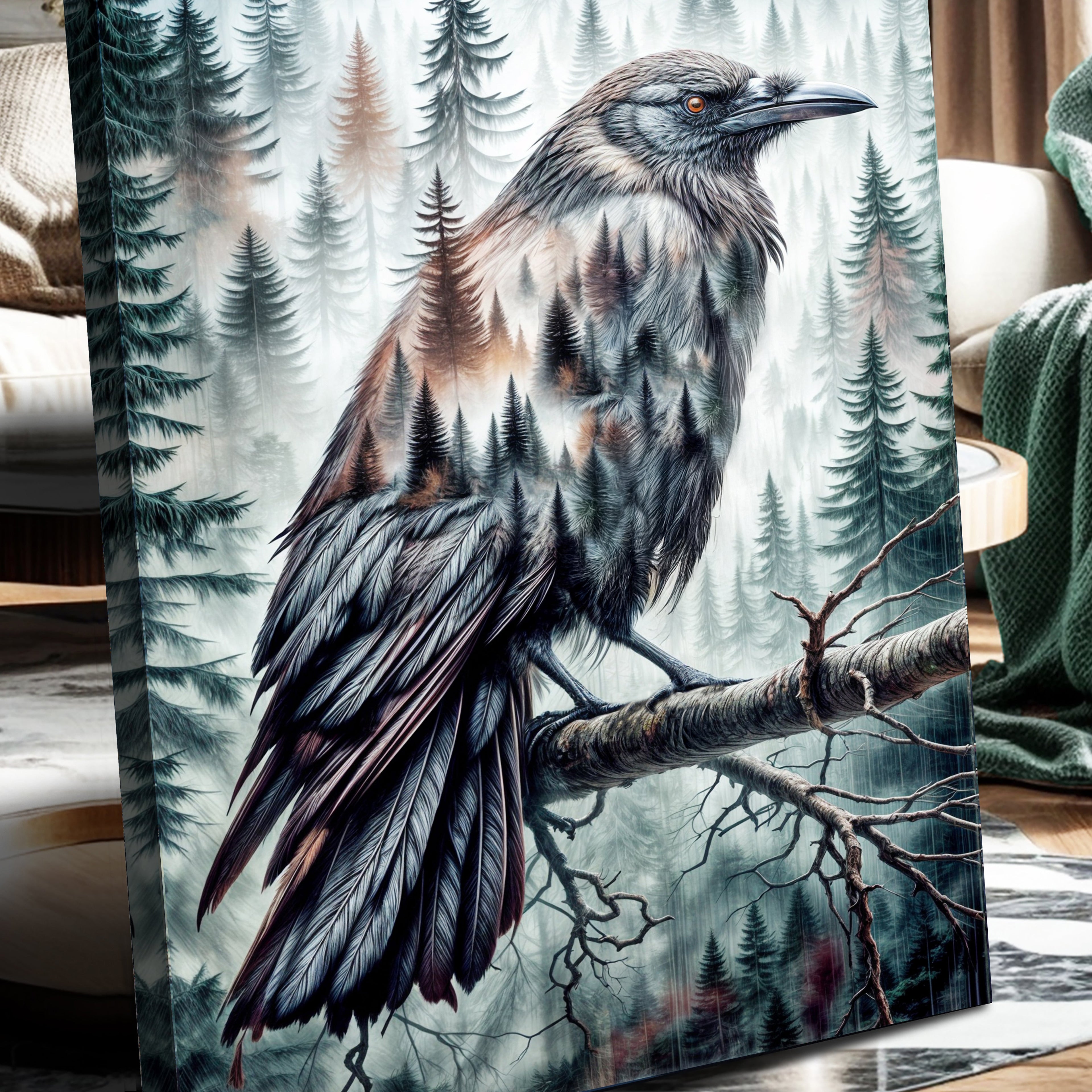 Crow Double Exposure Wall Art