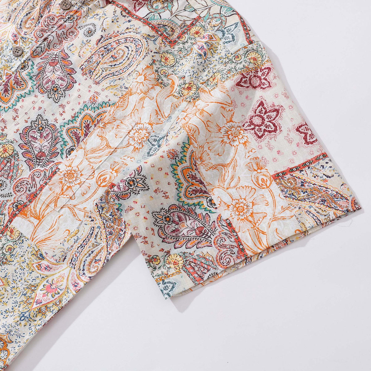1950s Hawaiian Shirt For Men Poetic Patchwork Button-down Shirt Short Sleeve 100% Cotton Aloha Shirt By Yeti