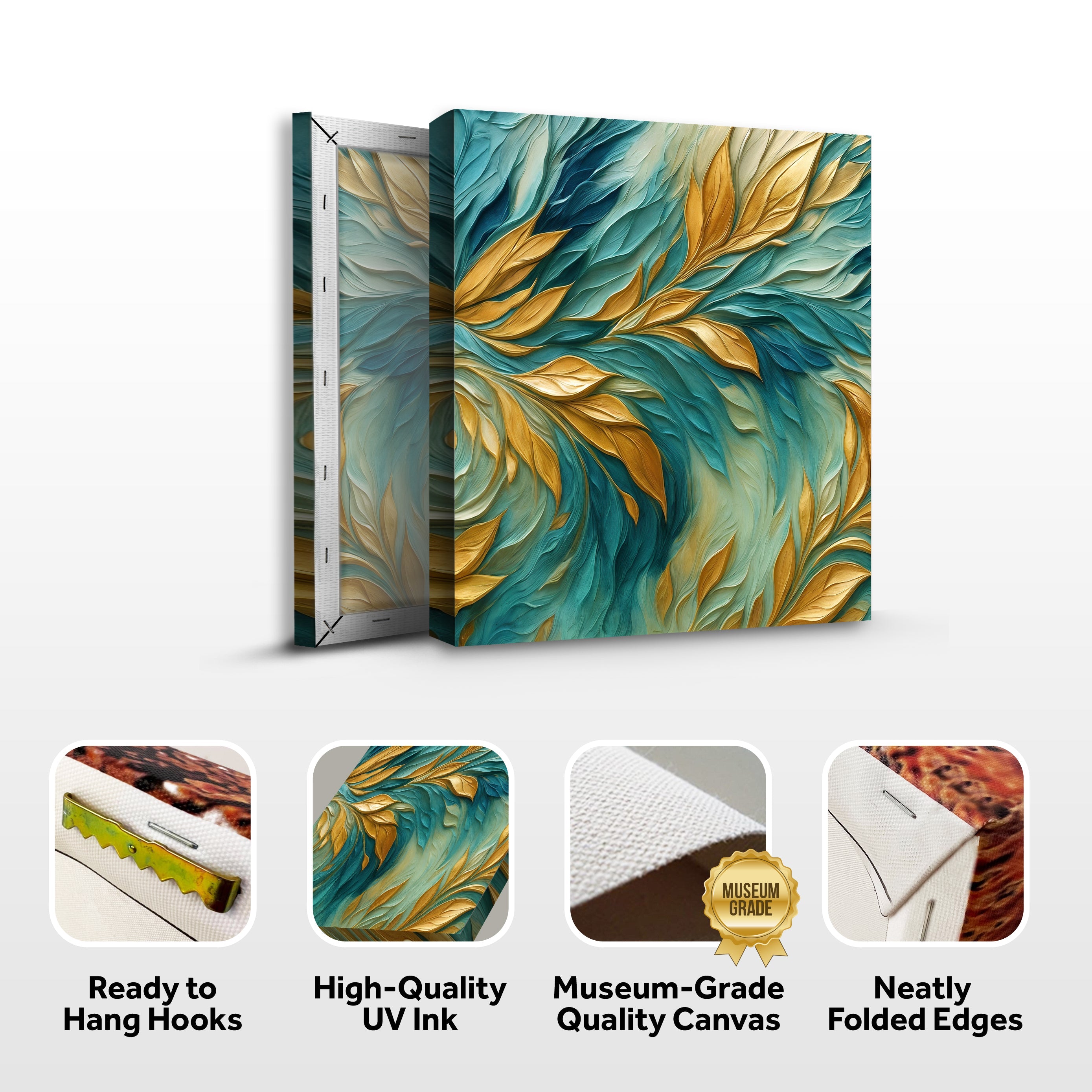 Abstract Gold And Blue Frosty Wall Art