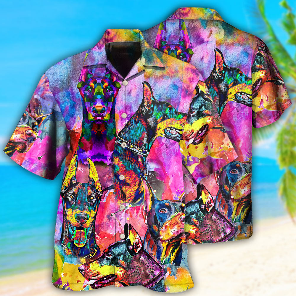 Doberman Colorful Painting So Cool - Hawaiian Shirt