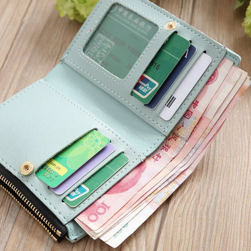 Fashion Women's Wallets for Woman Zipper Short Wallet Mini Coin Purse Ladies PU Leather Credit Card Holder Small Handbag Gift