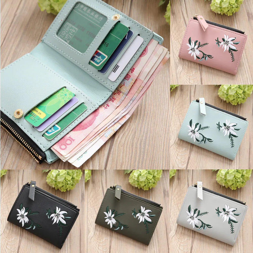 Fashion Women's Wallets for Woman Zipper Short Wallet Mini Coin Purse Ladies PU Leather Credit Card Holder Small Handbag Gift