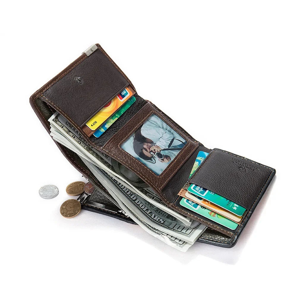 Fashionable Cropped Colorful Genuine Leather Wallet Women's Multi-card Slot Coin Purse Handheld Bag Trendy Style