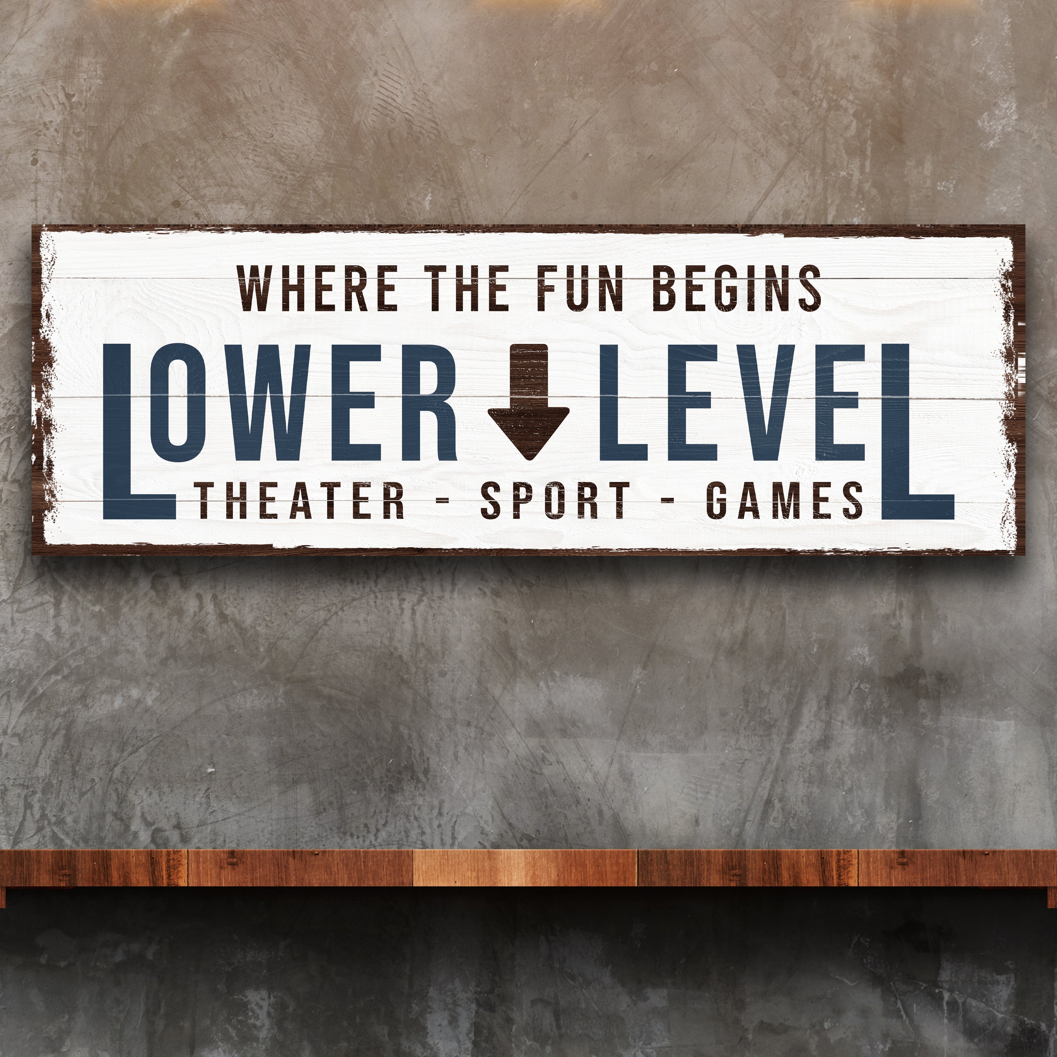 Lower Level Sign: Custom Bar Signs for Home Bar – Ideal for Personalized Basement Bar Sign