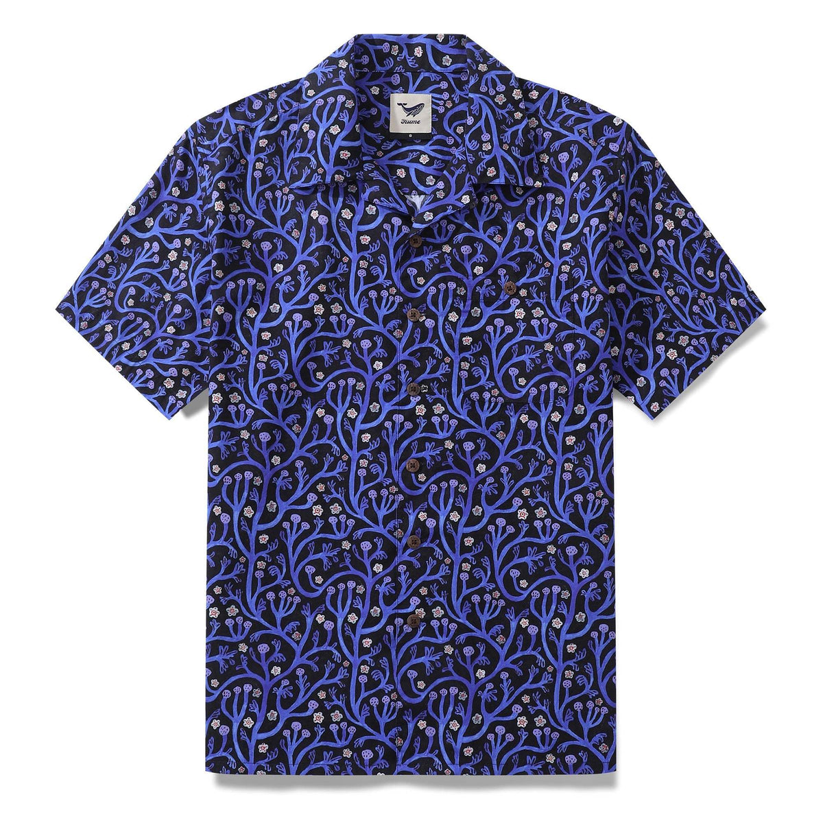 1960s Vintage Hawaiian Shirt For Men 100% Cotton Camp Collar Shirt Midnight Garden Shirt By Monika Forsberg