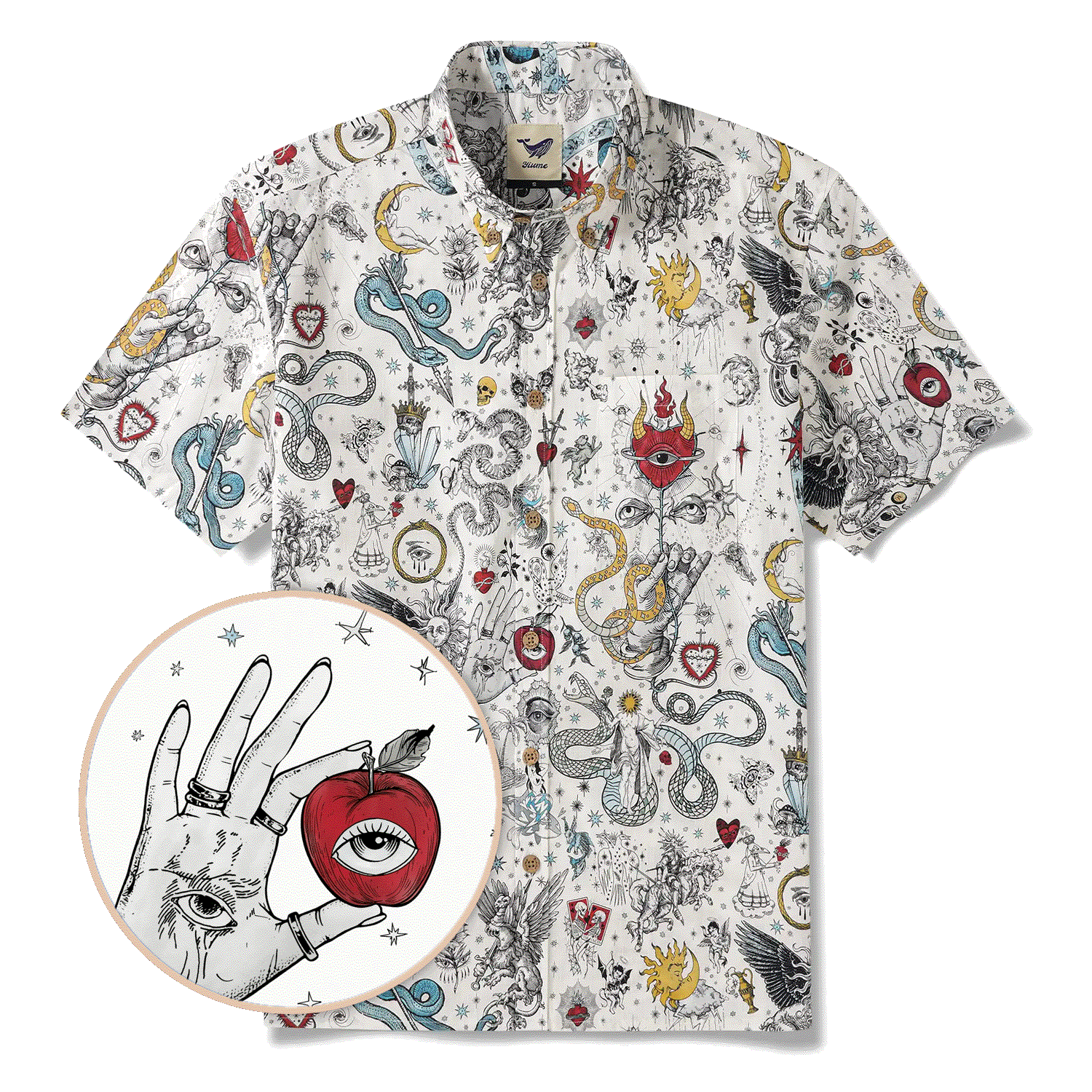 Valentine's Day Gift Men's Hawaiian Shirt Short Sleeve Button-down 100% Cotton White Aloha The Gentle Embrace Of Paradise Unburned By DUDU
