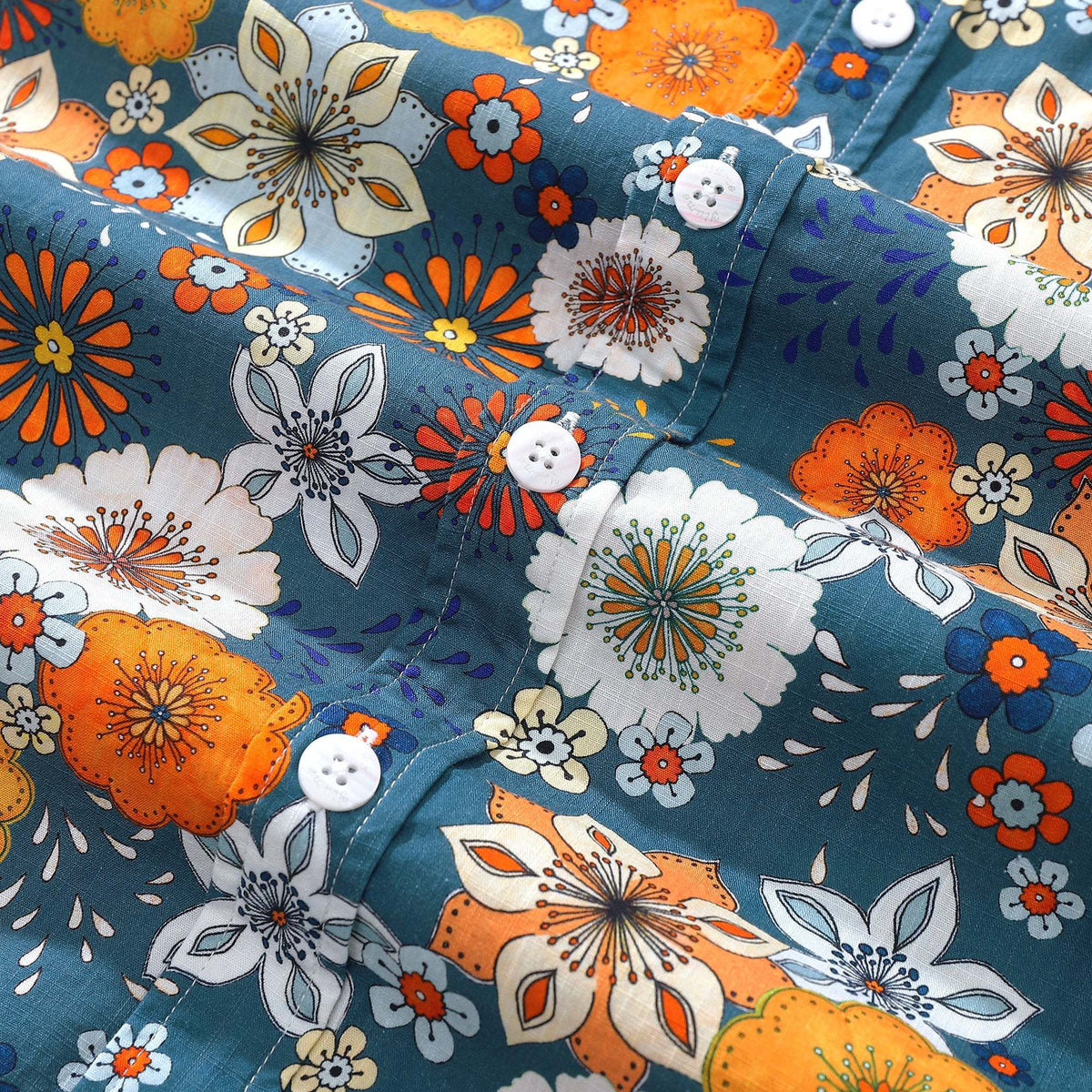 1960s Floral Hawaiian Shirt For Men Colorful Short Sleeve Button-down 100% Cotton Blue Shirt Aloha 60's Floral By Samantha O' Malley