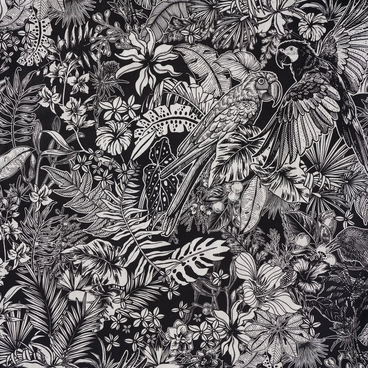 Men's Hawaiian Shirt Short Sleeve Button-down 100% Cotton White Aloha Monochrome Tropical Jungle Charm By Cigar