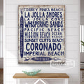 San Diego Beaches Sign - Vintage Wood Look Arrow
