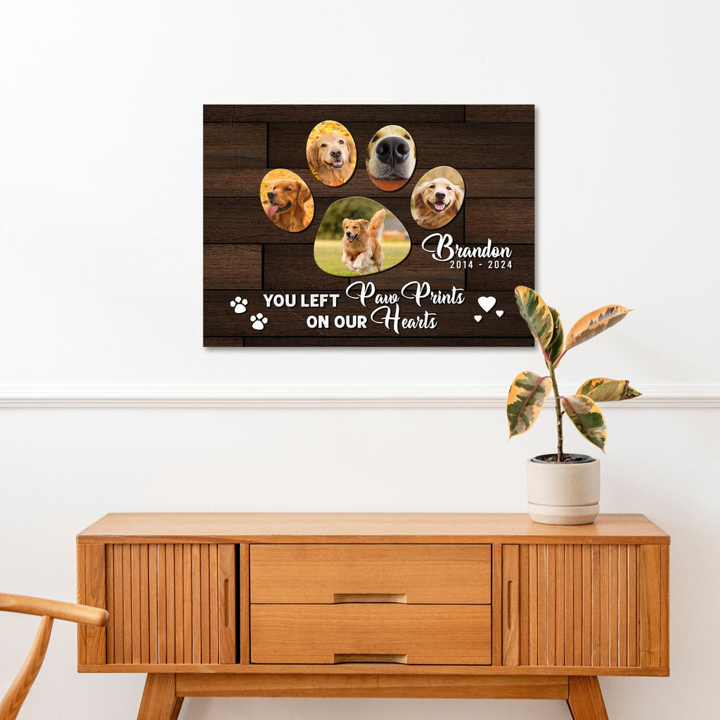 Pet Memorial Sign You Left Paw Prints On Our Hearts